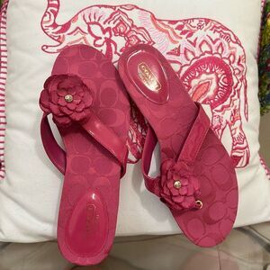 Coach pink Samira flower sandal flip flop